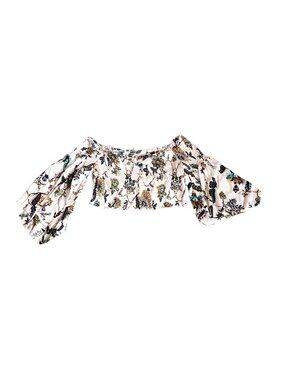 BP Off White Floral 3/4 Sleeve Crop Top